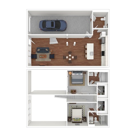 Floor plan for 2 beds, 2.5 baths, 1594 sqft